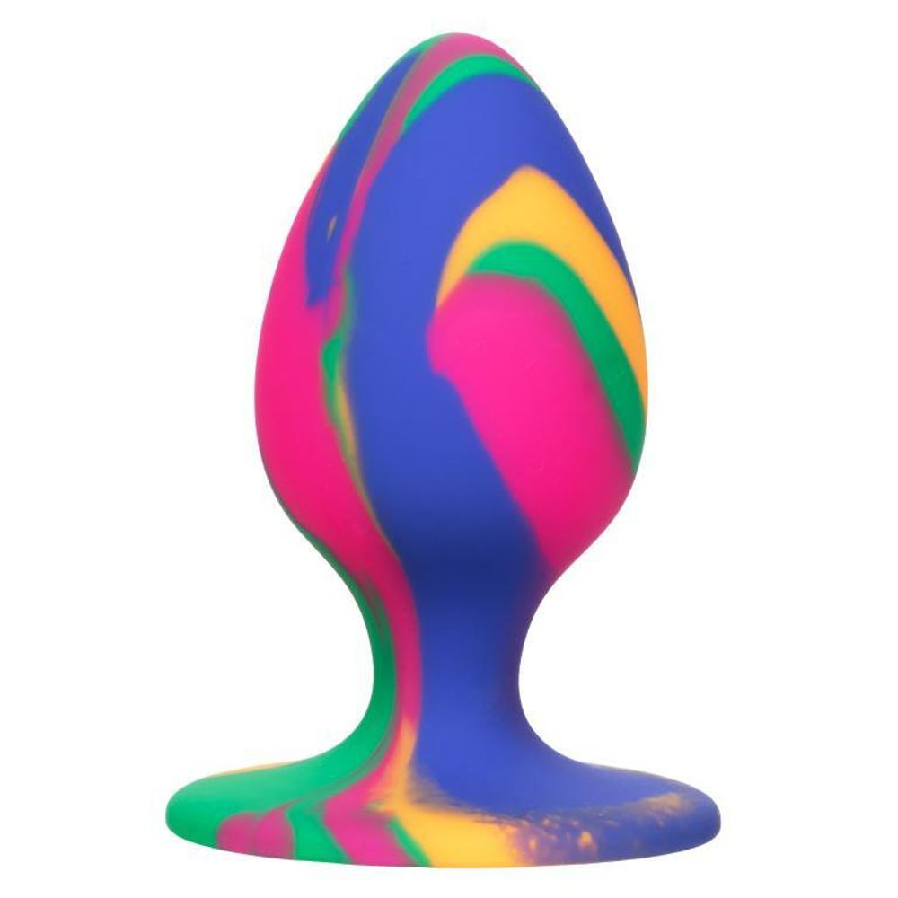 Яркая анальная пробка Cheeky Medium Tie-Dye Plug - 7,5 см. (Цвет: разноцветный)