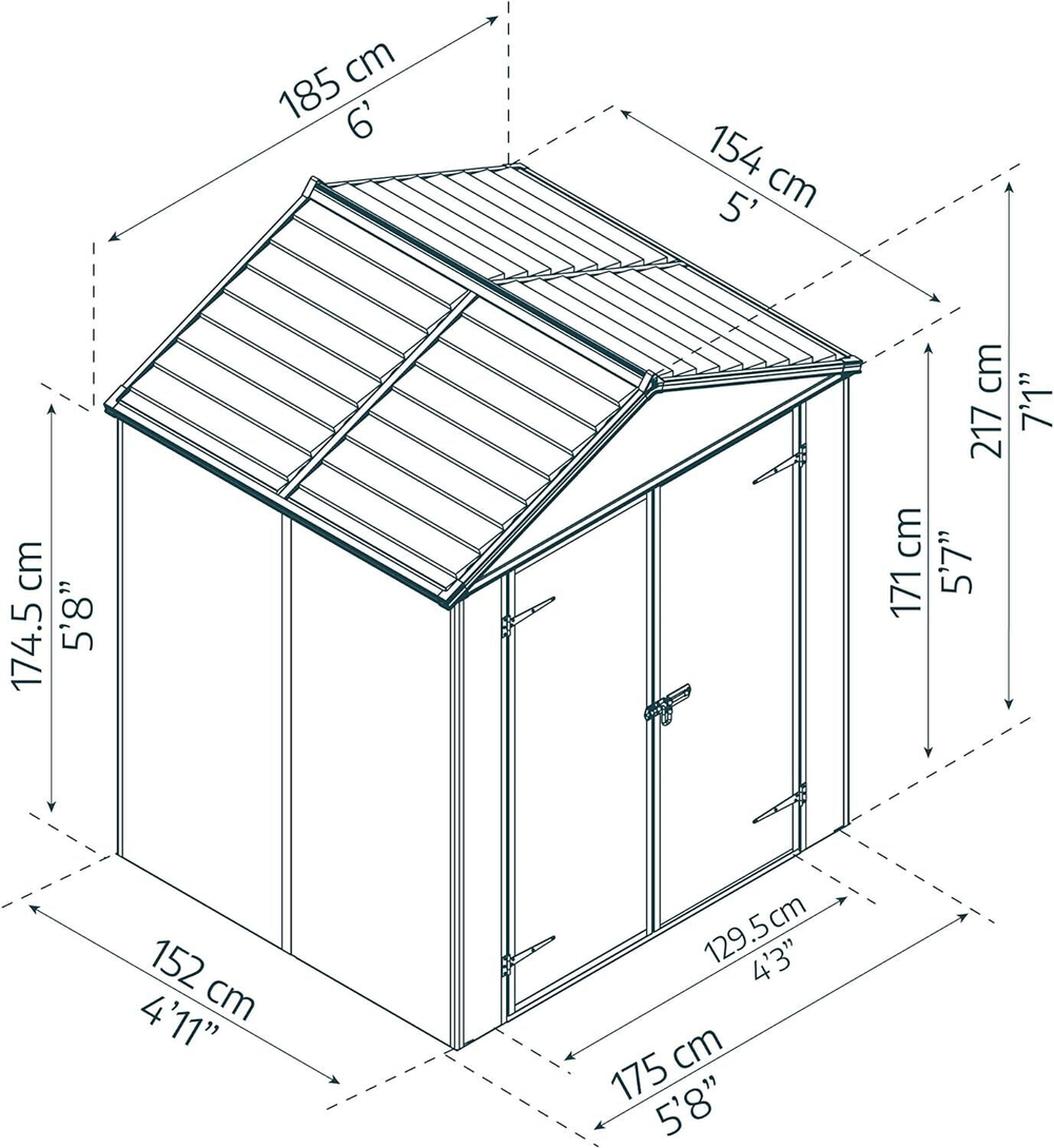 Сарай из поликарбоната Palram Rubicon 6x5 grey