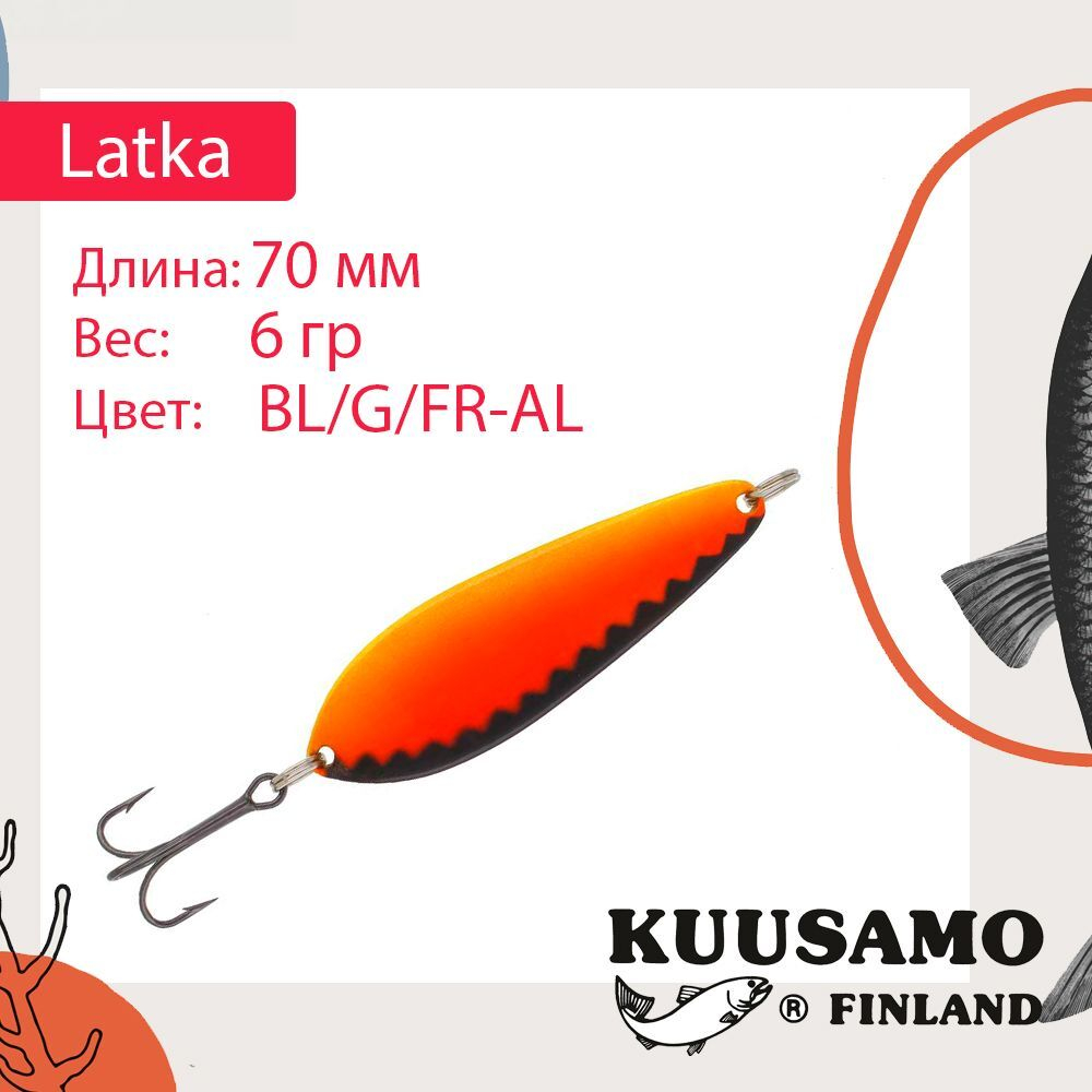 Блесна колебалка Kuusamo Latka 70/14 BLU/R-S