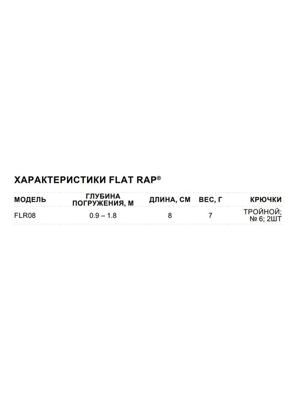 Воблер Flat Rap 08, 8см, 7гр, цвет BLK, плавающий