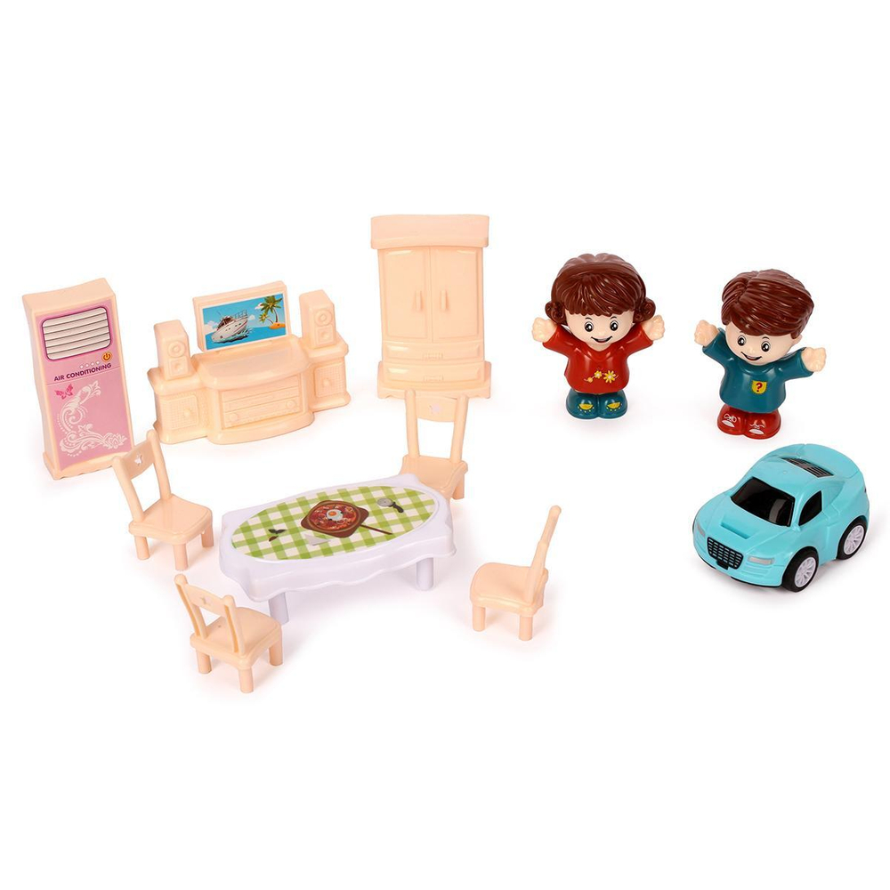 Дом для куклы с фигурками и машиной, коробка 6642