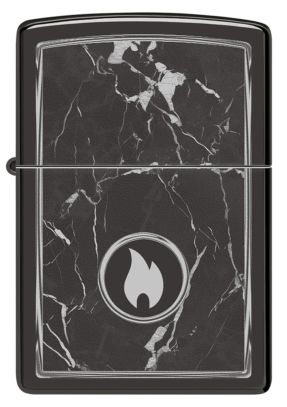Зажигалка ZIPPO Marble Flame с покрытием High Polish Black, латунь/сталь, черная, глянцевая, 38x13x5