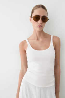 Massimo Dutti Топ на бретелях из хлопка, белый