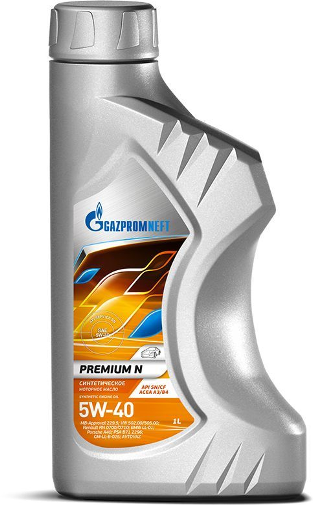 Моторное масло Gazpromneft Premium N 5W-40, SN/CF, A3/B4, синтетическое, 1 л