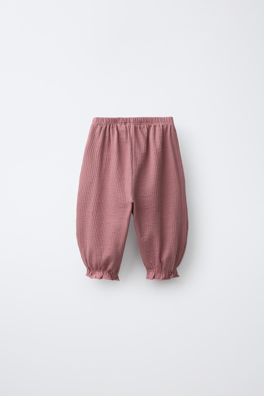 ZARA ОДНОТОННЫЕ БРЮКИ ИЗ РЕЛЬЕФНОЙ ТКАНИ, ПАСТЕЛЬНО-РОЗОВЫЙ