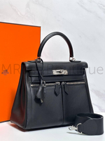 Сумка Hermes Kelly Lakis женская черная из кожи