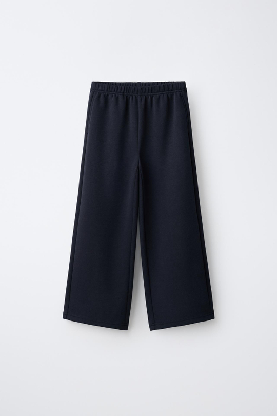 ZARA СПОРТИВНЫЕ БРЮКИ WIDE LEG, ГЛУБОКИЙ СИНИЙ