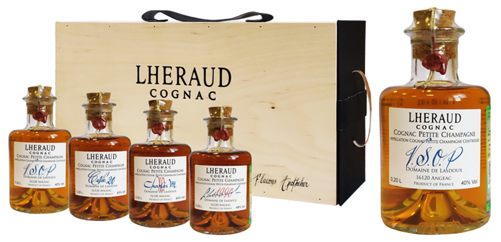 Коньяк Набор Lheraud Cognac VSOP, Cuvee 20, XO, 1990 4x п/уп (дерево), 0.2 л