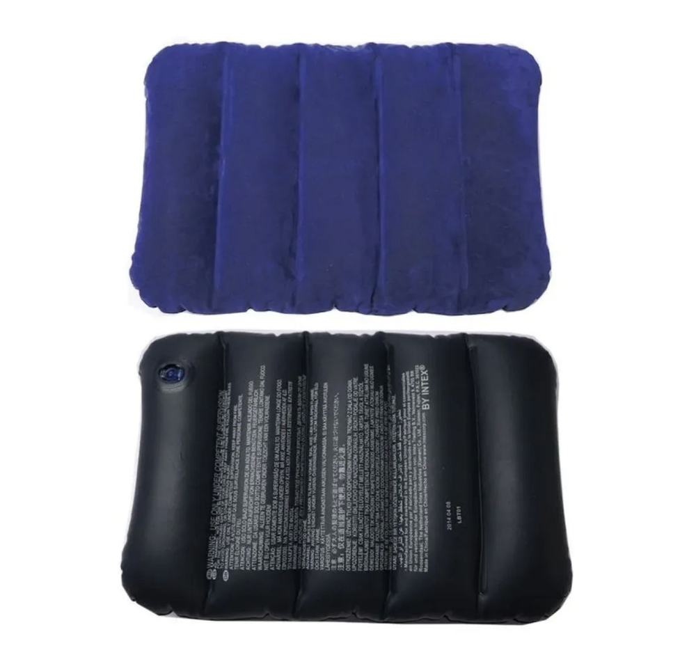 Подушка надувная Intex 68672 Downy 43х28х9 см 2 шт / Набор флокированных велюровых подушек Интекс комплект для сна, дома и туризма