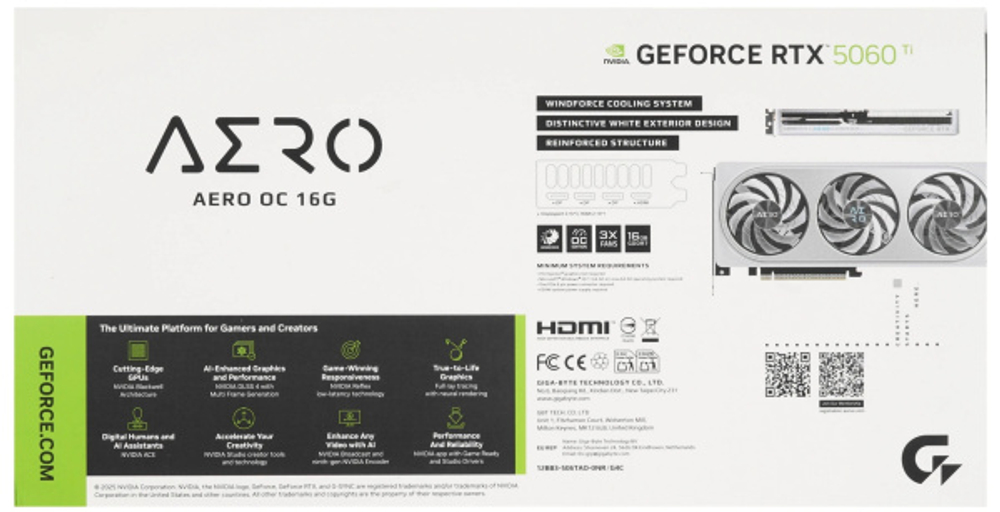 Видеокарта GIGABYTE GeForce RTX 5060 TI AERO OC (GV-N506TAERO OC-16GD)