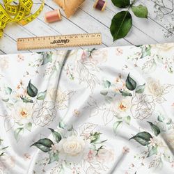 Ткань флис белые полупрозрачные цветы