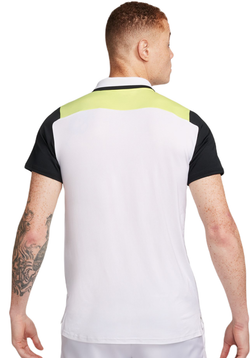 Мужское теннисное поло Nike Court Dri-Fit Advantage Polo - white/lt lemon twist/black/black