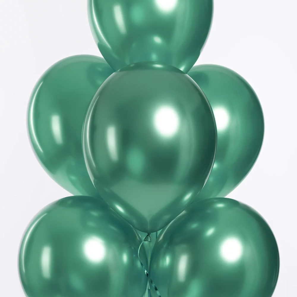 Воздушные шары с гелием и обработкой Chrome Green Хром Зеленый 512 12"/30см