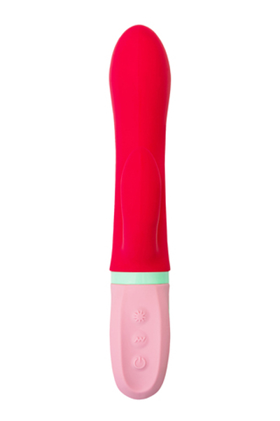 Вибратор с клиторальным стимулятором Flovetta PETUNIA, силикон, красный, 19 см