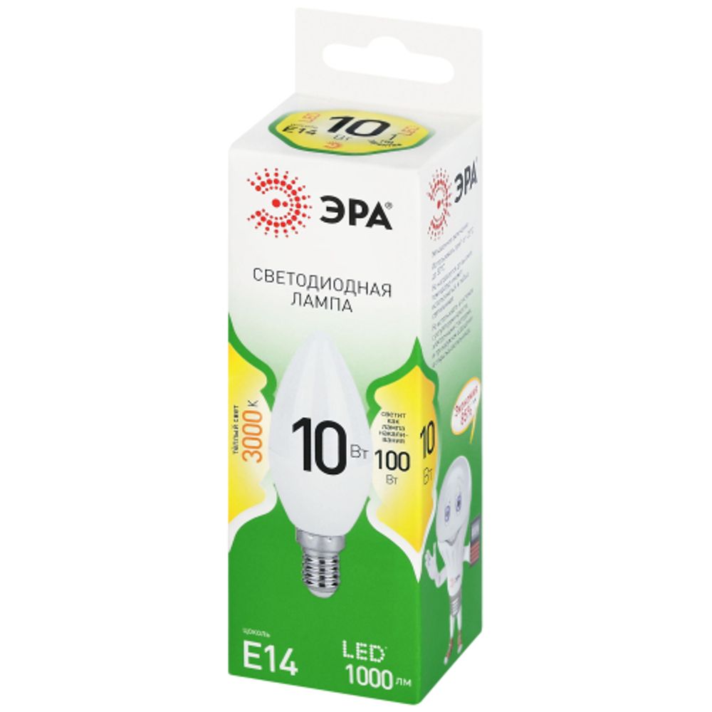 Лампа светодиодная ЭРА GREEN LINE LED B35-10W-830-E14 GL 10Вт свеча теплый свет E14 | Лампы cветодиодные Свеча (B/C)
