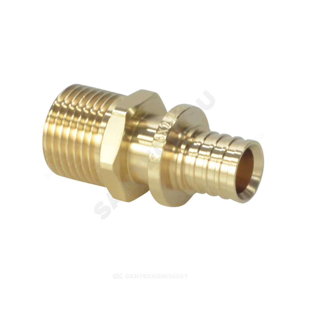 Муфта для PE-X труб аксиальная латунь Дн 16х1/2" НР РОС