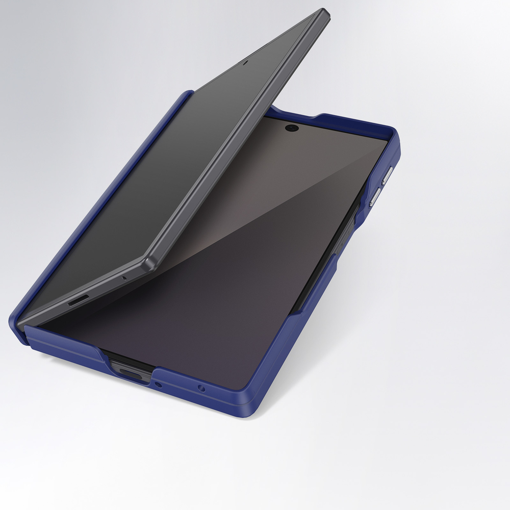 Чехол синего цвета с вставками из искусственной кожи для Samsung Galaxy Z Fold 8, серия Vyne Series от Dux Ducis