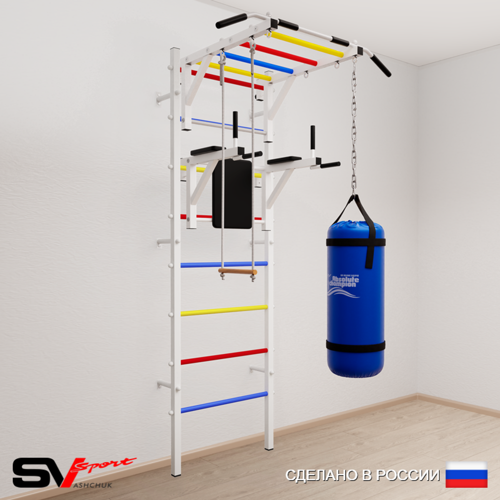 Шведская стенка Sv Sport усиленная 6432 (Турник рукоход/Брусья/Трапеция/Цепь/Мешок 22кг)