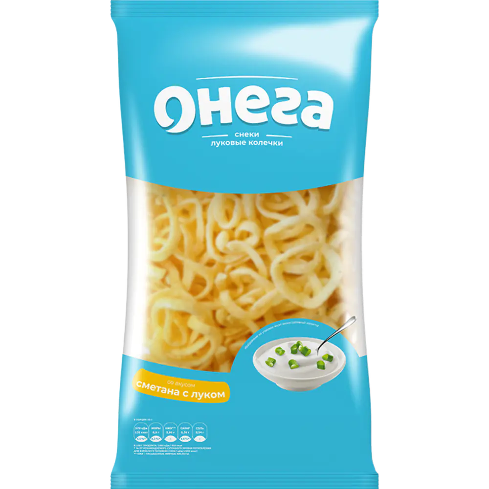 Чипсы Онега Луковые кольца Сметана с луком 110 гр