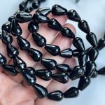 Бусины оникс черный капля граненая 12х8 мм
