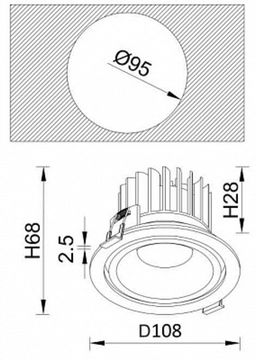 Встраиваемый светодиодный светильник CLT 005C108 WH белый Crystal Lux