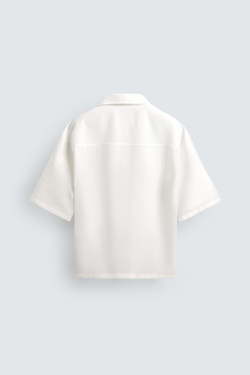 ZARA РУБАШКА RELAXED FIT ИЗ СТРУЯЩЕЙСЯ ТКАНИ, ЖЕЛТОВАТО-БЕЛЫЙ