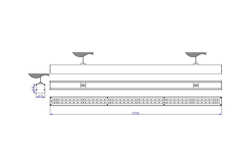 Светильник LED линейный СЛИМФЛЕШ VS310 54W-7250Lm 4000К Микропризма IP40 с БАП на 3ч 1230х66х65мм