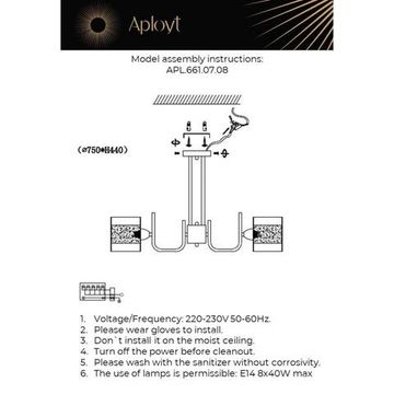 Люстра потолочная 8*Е14 APL.661.07.08 золото Syuzet Aployt