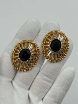 Клипсы с чёрными кристаллами Swarovski