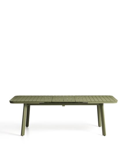Раздвижной уличный стол Izola из алюминия с зеленой отделкой, 185 (235) x 100 см