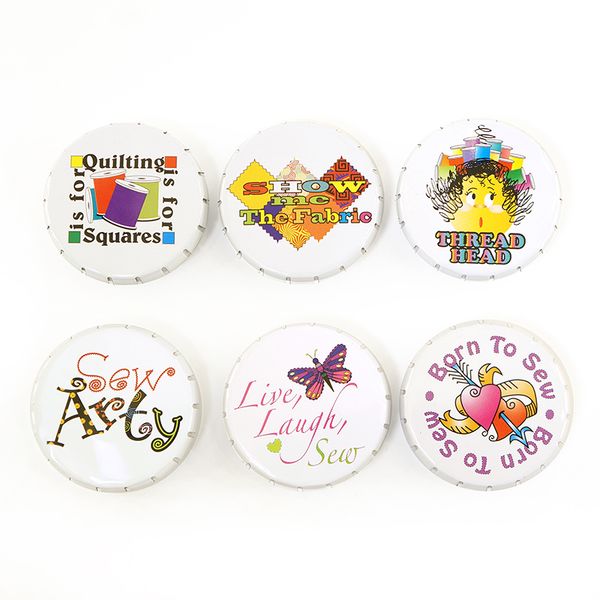 Булавки гвоздики WACKY PIN TIN в жестяных круглых коробочках, 190 г, 6 коробочек/6 дизайнов, Hemline
