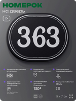 Номерок на дверь квартиры 363, для кабинета, офиса, шильдик 9 х 7 см, черный, Айдентика Технолоджи