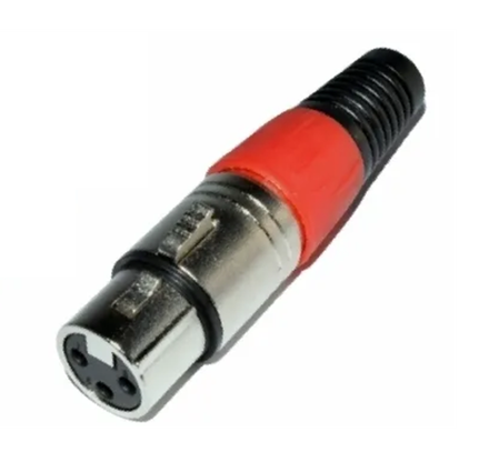 Акустический разъём XLR, 3-х контактный, "мама" (красный)