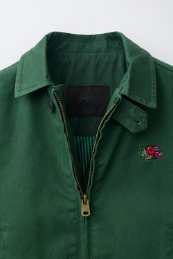 ZARA - FRUIT OF THE LOOM™ КУРТКА С ВЫШИВКОЙ, ЗЕЛЕНЫЙ