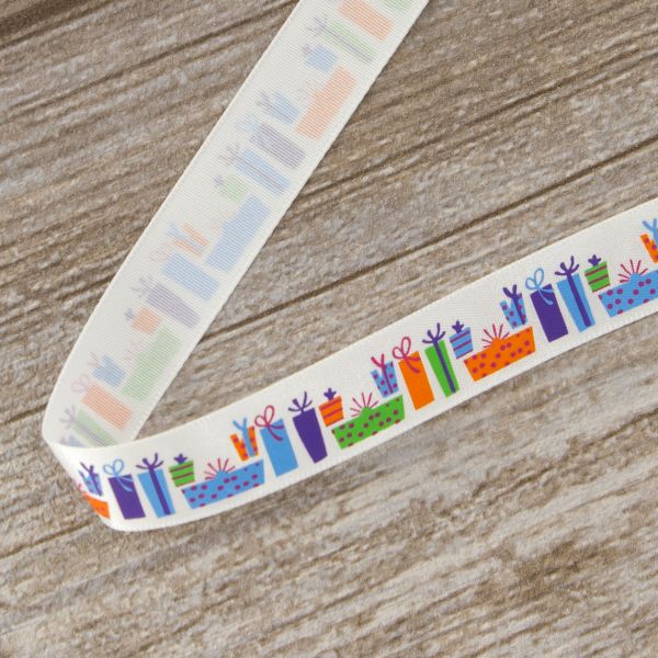 Лента атласная с рисунком 15.0 мм / 5 метров, Подарки, 100% п/э, Hemline
