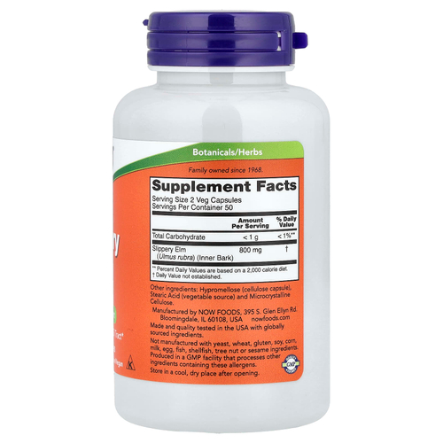 NOW Foods, красный вяз, 400 мг, 100 растительных капсул