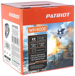 Маска сварщика Patriot WH 600E / 110х60 мм окно / степень затемнения DIN 9- 13 / защитная маска для сварки / сварочный шлем