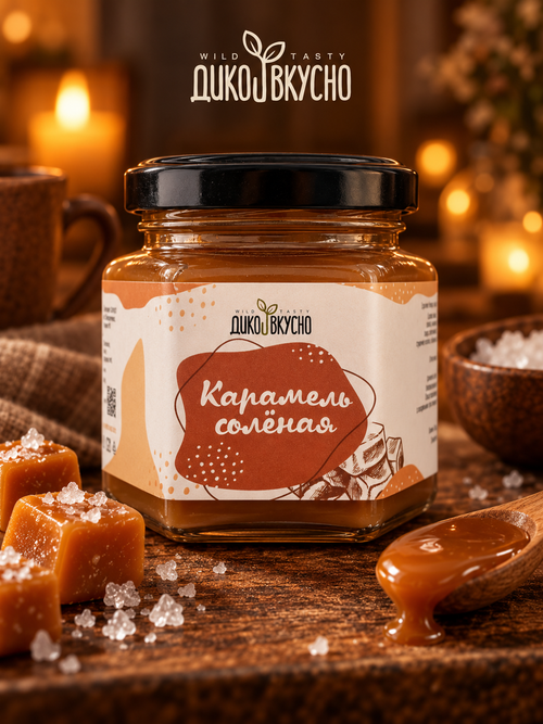 Карамель соленая / 120 гр / стеклобанка / ТМ Дико Вкусно
