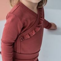 Боди с длиным рукавом и рюшей "Марсала" 0+