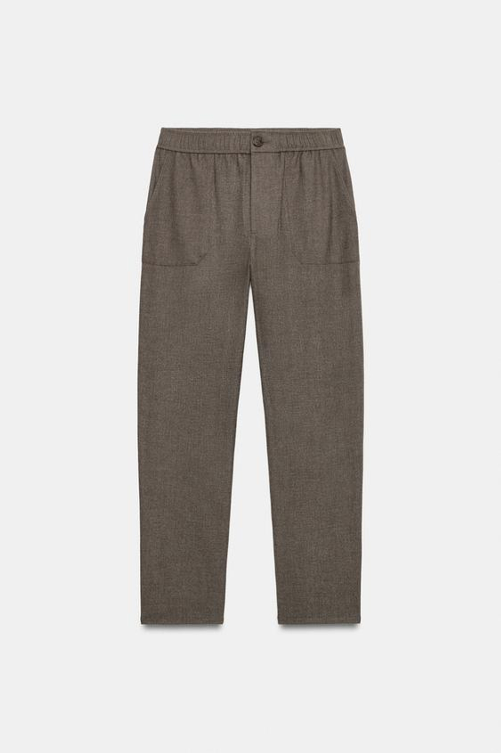 ZARA БРЮКИ С ЭЛАСТИЧНЫМ ПОЯСОМ, КОРИЧНЕВЫЙ МЕЛАНЖ