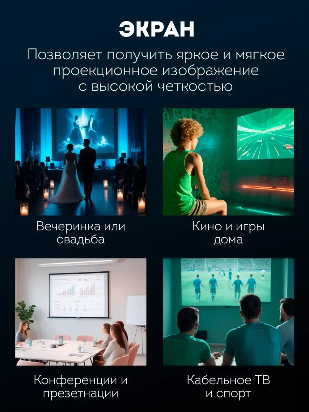 Экран для проектора 89’ дюйма 197х110 фотофон