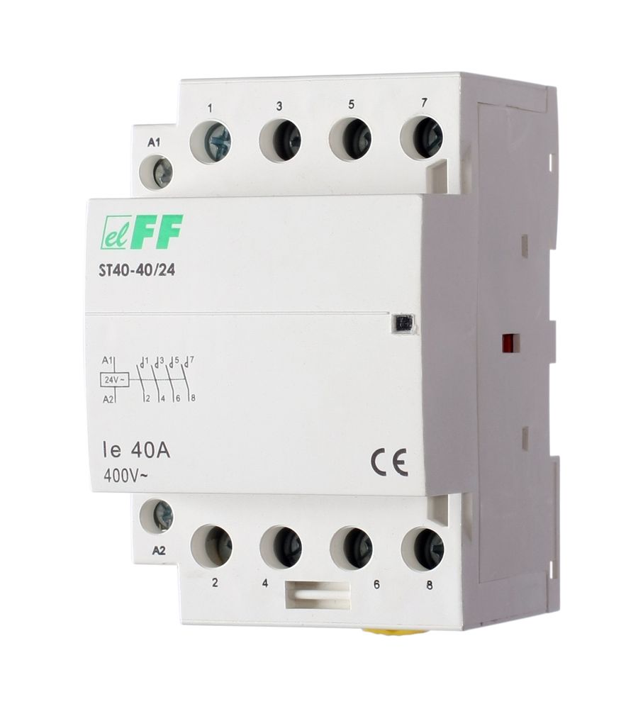 Контактор модульный ST-40-40/24 40А 4NO 24В АС F&F Контактор модульный ST-40-40/24 40А 4NO 24В АС F&F