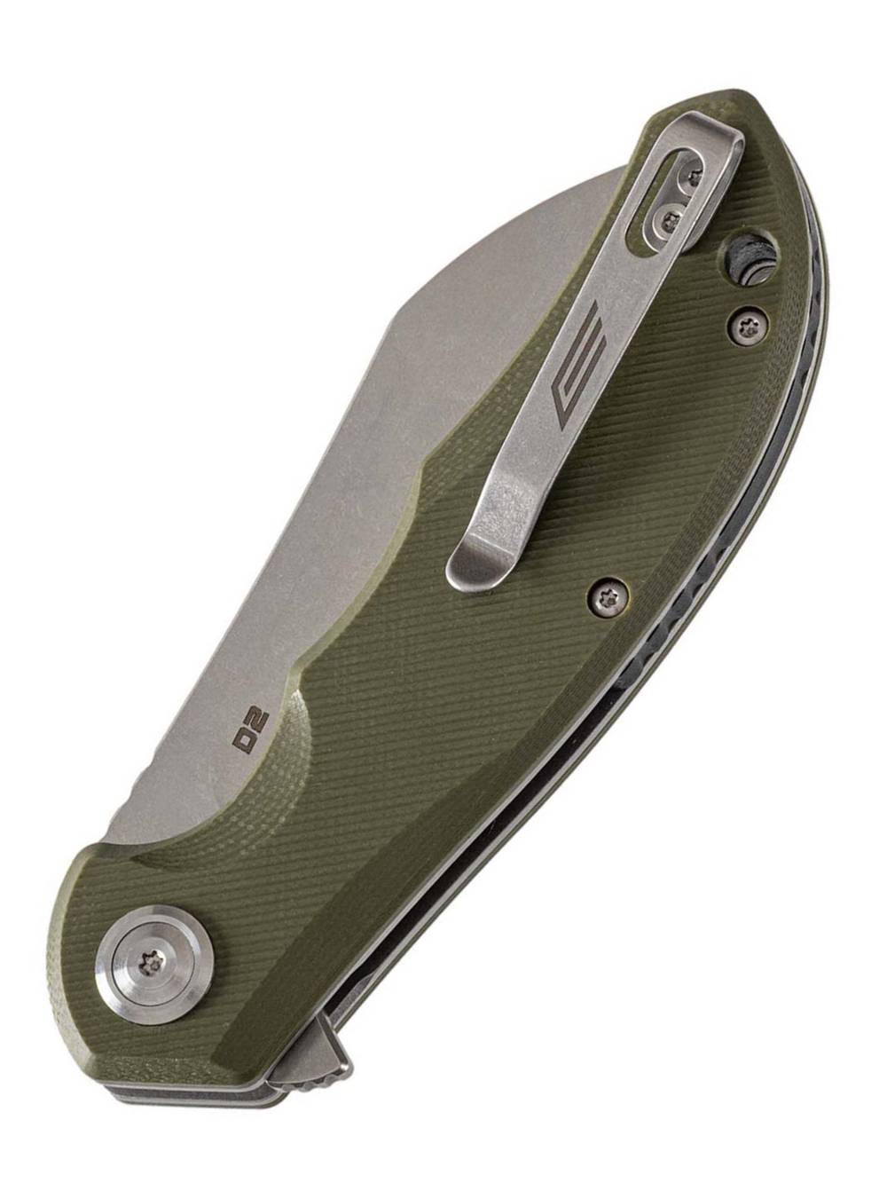 Нож складной GhostBlade Banshee, сталь D2, 58-62 HRC, Sheepfoot, рукоять G10 оливковая, замок Liner lock, флиппер, 128 г