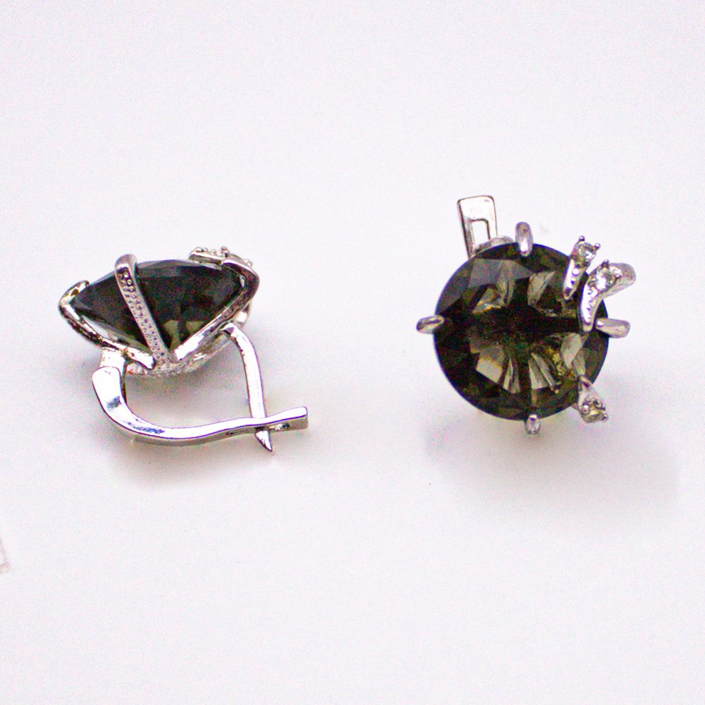 Серьги серебро 925° — Фианит тонированный