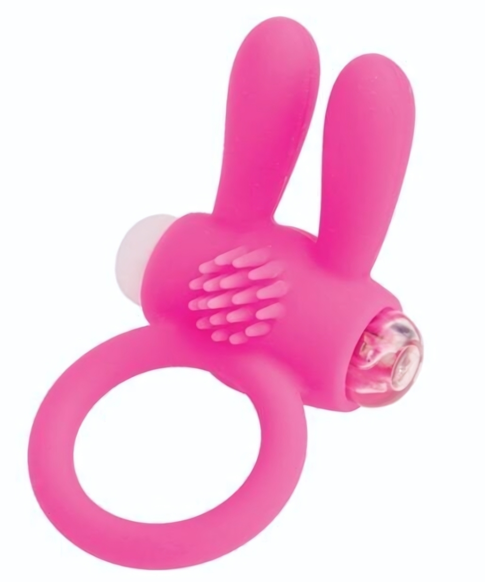 Розовое эрекционное виброкольцо A-toys с ушками (Цвет: розовый)