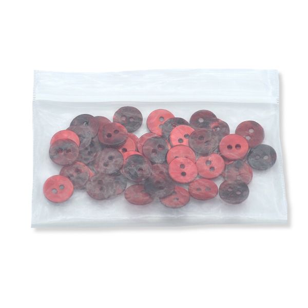 Пуговицы 2 прокола перламутр (ракушка) 16L=10 мм, (Red (красный)), 50 шт