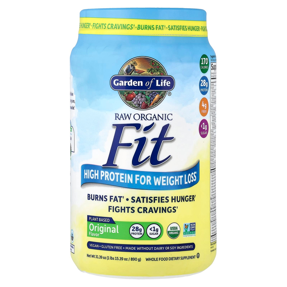 Garden of Life, RAW Organic Fit, высокое содержание протеина для снижения веса, оригинальный продукт, 890 г (31,39 унции)