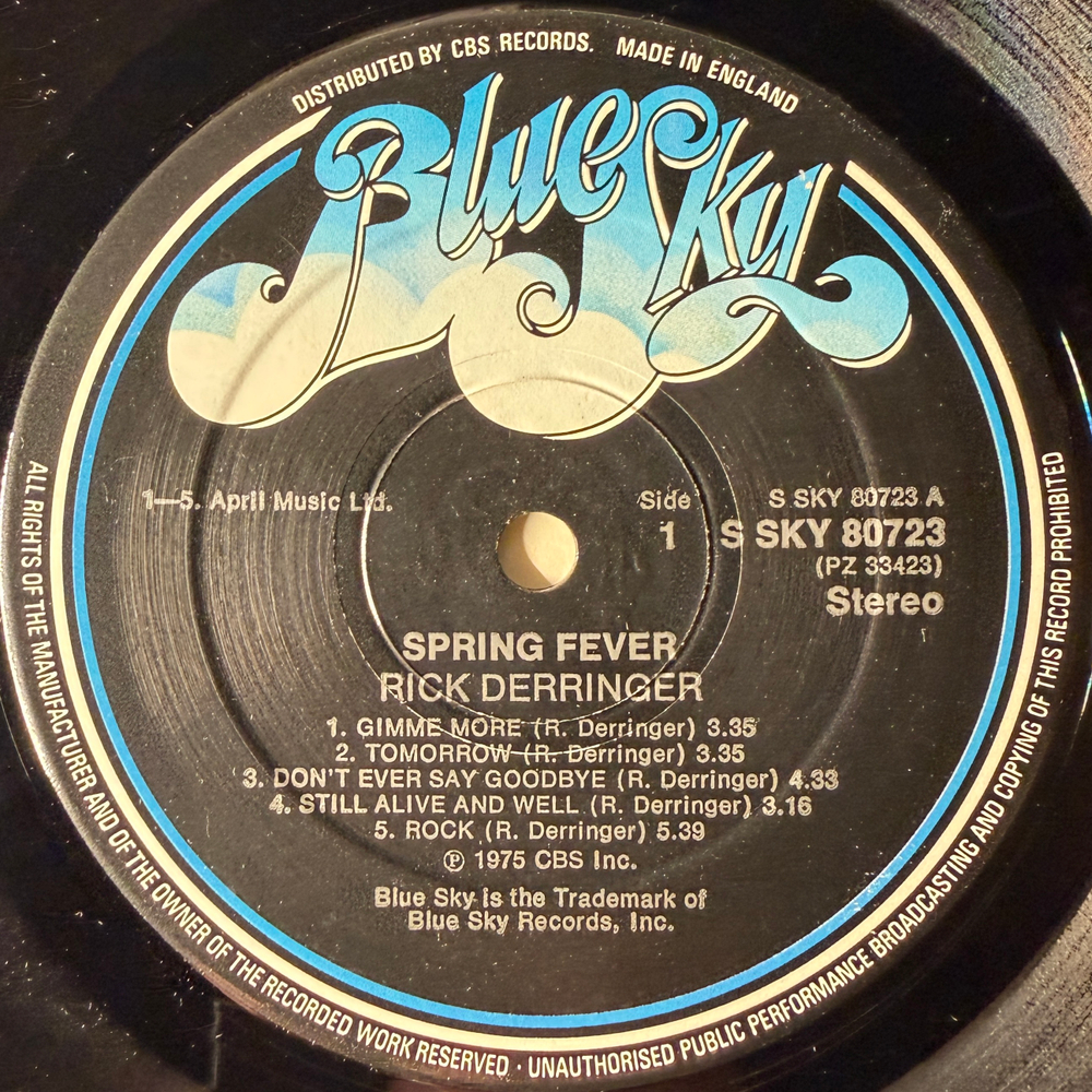 Rick Derringer ‎– Spring Fever (Англия 1975г.)