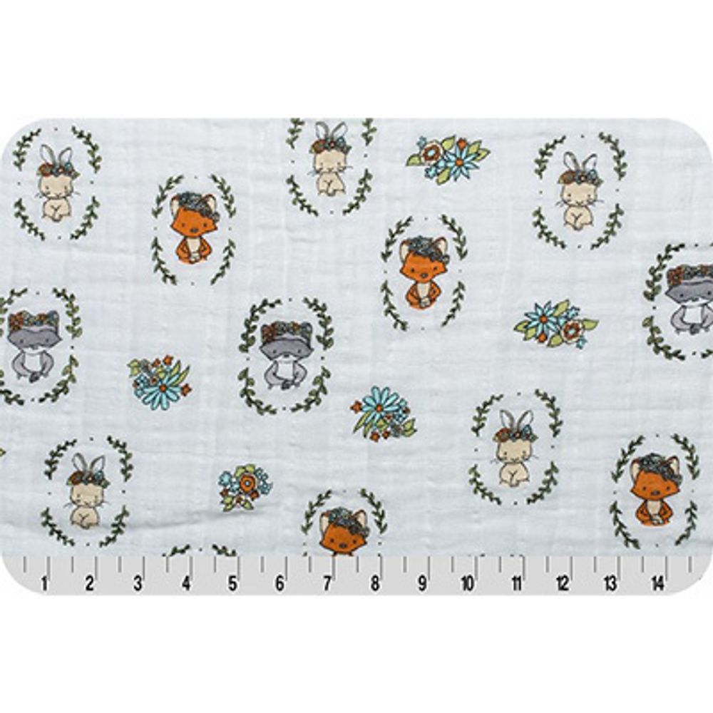 Ткань для пэчворка Peppy SMD Embrace (марлевка), отрез 100х125 см, 110 г/м², flower crowns saltwater, Shannon Fabrics Ткань для пэчворка Peppy SMD Embrace (марлевка), отрез 100х125 см, 110 г/м², flower crowns saltwater, Shannon Fabrics