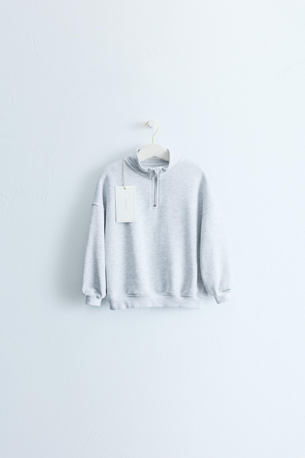 ZARA ZARA TIMELESS - ОДНОТОННАЯ ТОЛСТОВКА НА МОЛНИИ, СЕРЫЙ МЕЛАНЖ